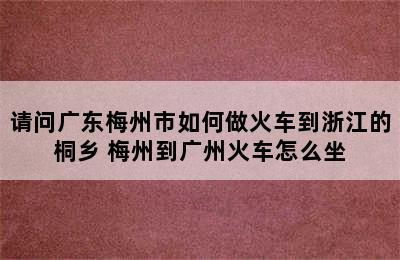 请问广东梅州市如何做火车到浙江的桐乡 梅州到广州火车怎么坐